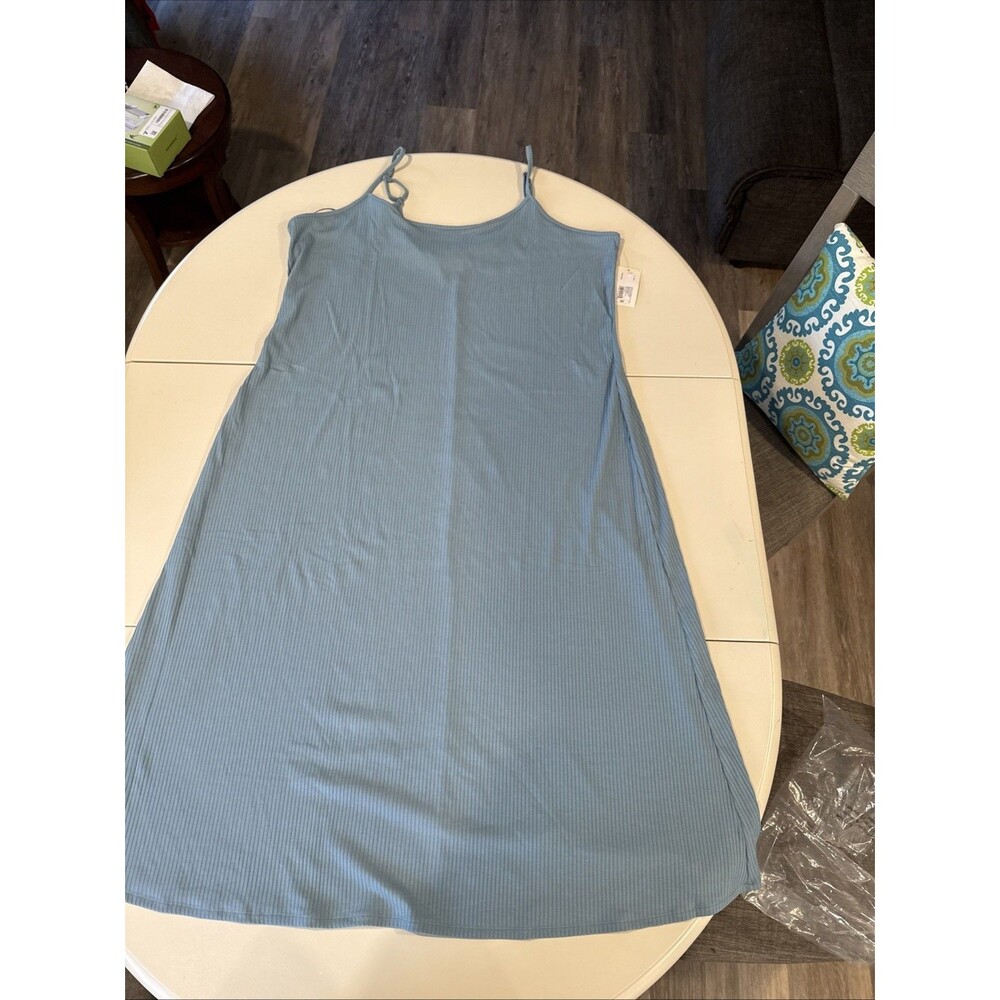 A New Day Maxi Ribbed Blue Dress Size 3X NWT Adjustable Straps